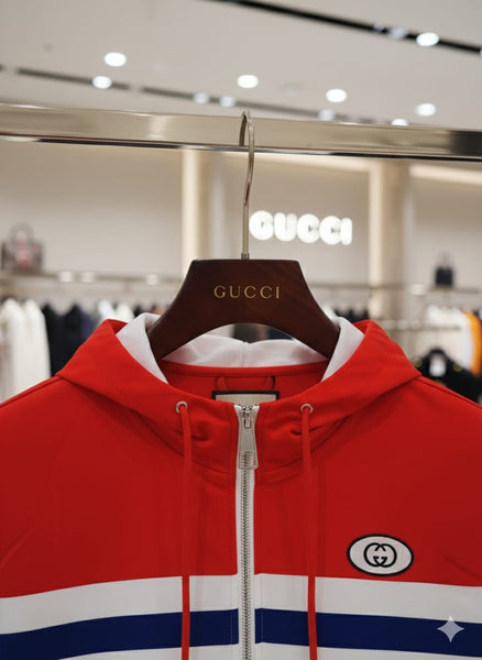 Red & White Striped Tiger Hoodie  Premium Designer Style