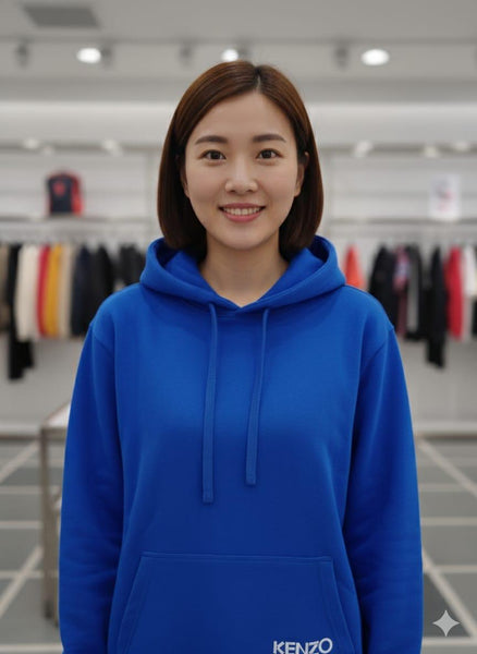Elegant Classic Bold Blue Logo Hoodie