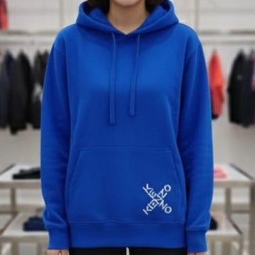 Elegant Classic Bold Blue Logo Hoodie