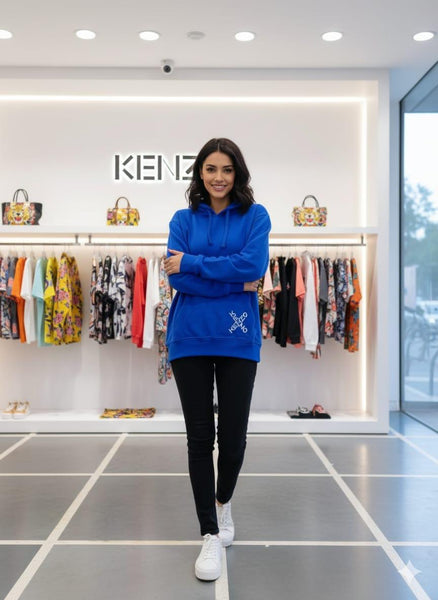 Elegant Classic Bold Blue Logo Hoodie