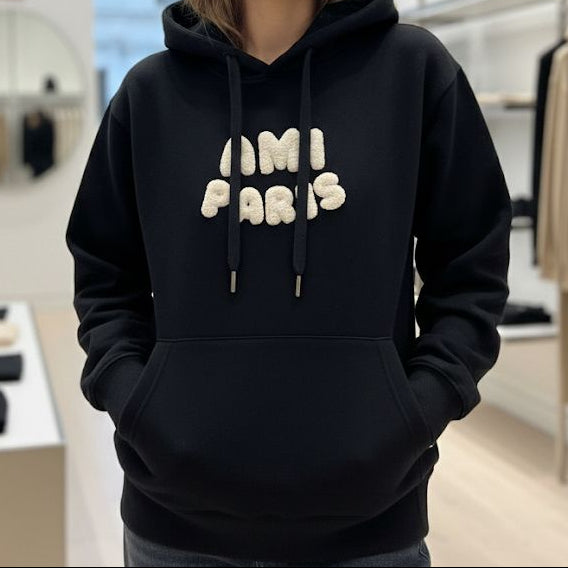 Luxury  Black Fleece Logo Hoodie