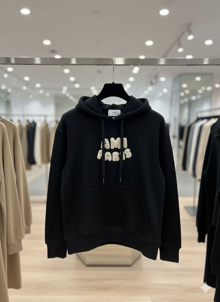 Luxury  Black Fleece Logo Hoodie