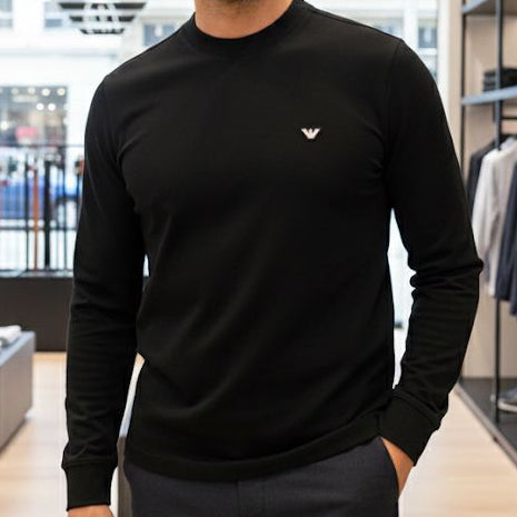 Elegant  Branded  Black  Classic Long-Sleeve Tee