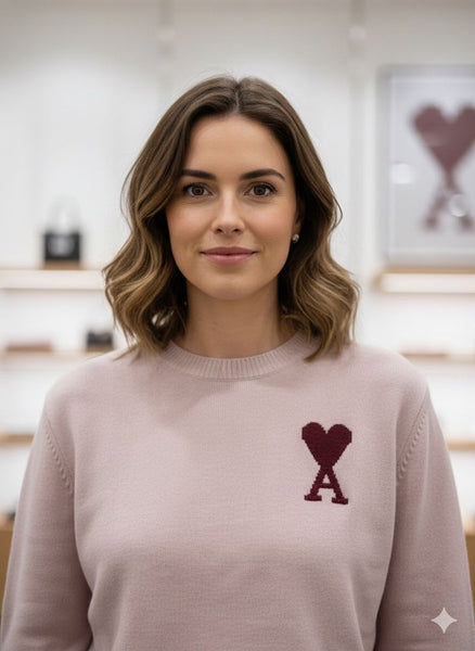 Premium Pink Heart Logo Knit Sweater