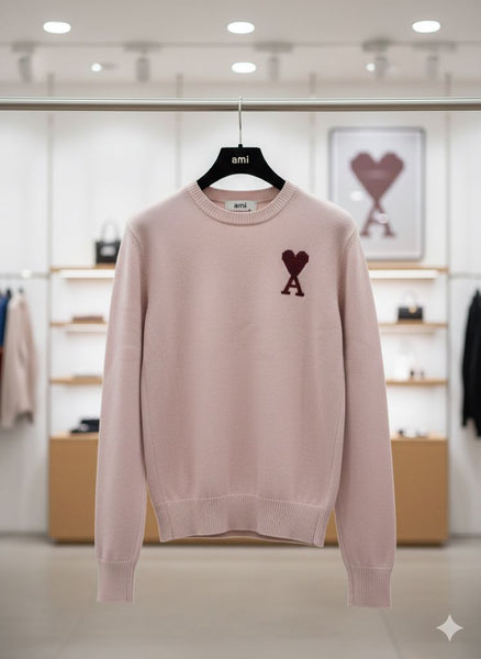 Premium Pink Heart Logo Knit Sweater