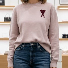 Premium Pink Heart Logo Knit Sweater