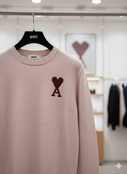 Premium Pink Heart Logo Knit Sweater