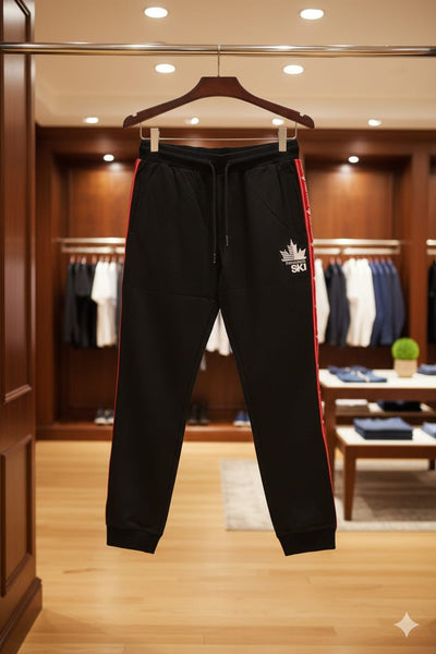 Black Sports Joggers with Red Side Stripes