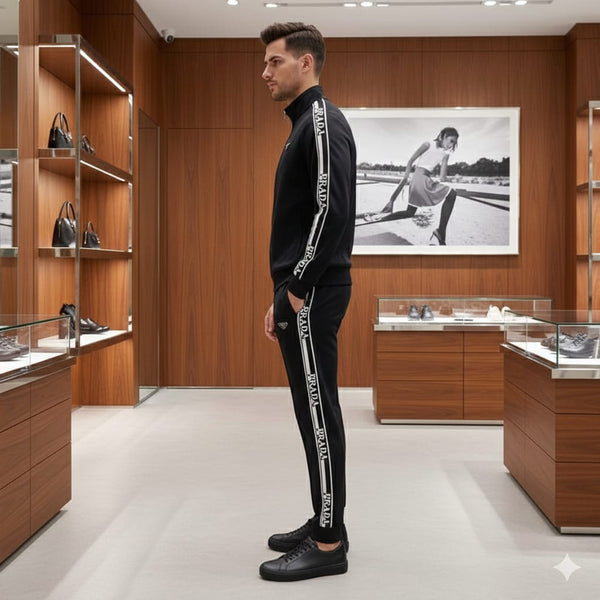 Men Latest Logo Printed Stripe Pattern Track-Set