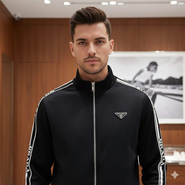 Men Latest Logo Printed Stripe Pattern Track-Set