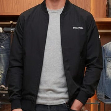 Black Lightweight Zip-Up Jacket with Minimal Logo