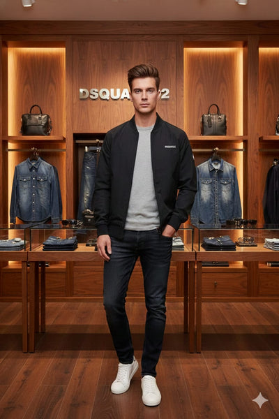 Black Lightweight Zip-Up Jacket with Minimal Logo