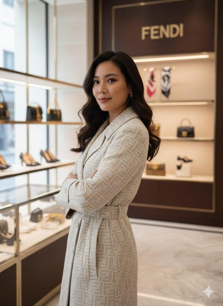 Luxury Beige Monogram Trench Coat