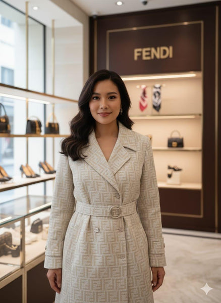 Luxury Beige Monogram Trench Coat