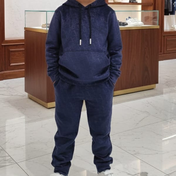 Cute Navy Designer Kids Hoodie Set