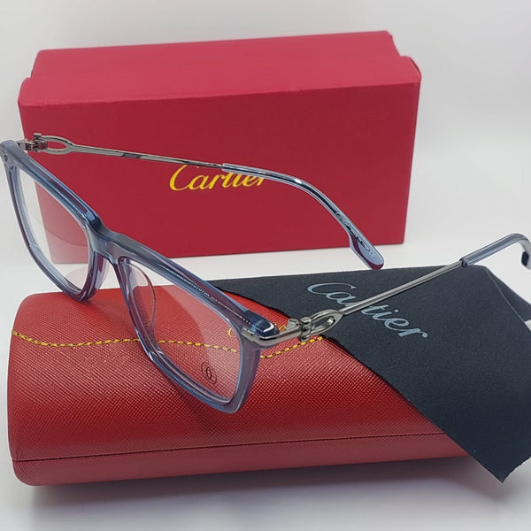 Blue Transparent Eyeglasses  Luxury Frame with Signature Metal Temples