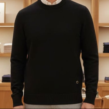 Premium Black Classic Round Neck Sweater – Elegant & Timeless Style