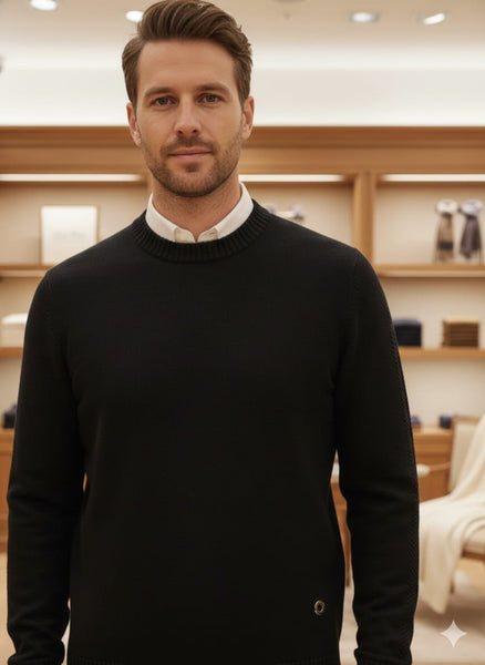 Premium Black Classic Round Neck Sweater – Elegant & Timeless Style