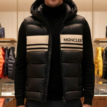 Men’s  Black Puffer Vest  Premium Warmth with Signature Logo Design