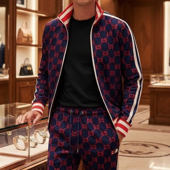 Men Luxury All-Over Brand Pattern Track-Set