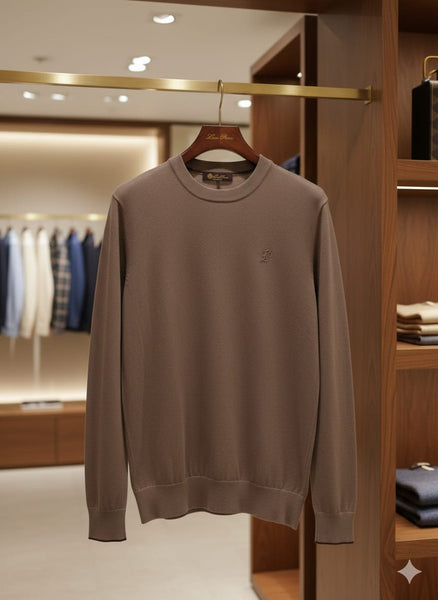 Premium Brown Classic Knit Pullover  Elegant Everyday Wear