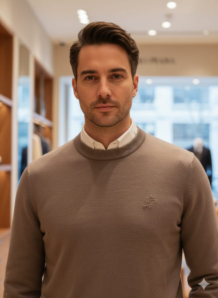 Premium Brown Classic Knit Pullover  Elegant Everyday Wear