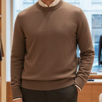 Premium Brown Classic Knit Pullover  Elegant Everyday Wear
