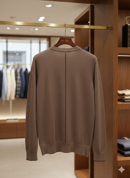 Premium Brown Classic Knit Pullover  Elegant Everyday Wear
