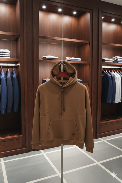 Branded Drawstring Hoodie In Beige