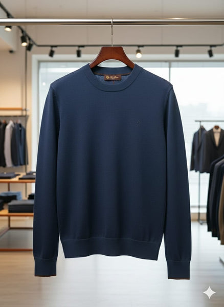 Classic Navy Blue Crew Neck Sweater – Smart & Comfortable