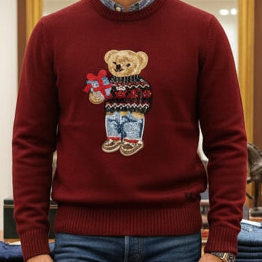 Stylish Maroon Teddy Bear Knit Sweater