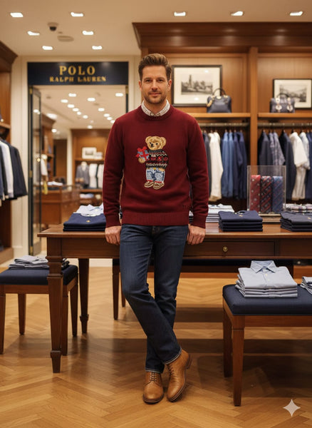 Stylish Maroon Teddy Bear Knit Sweater