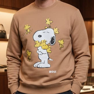 Premium Brown Cartoon Print Sweatshirt – Stylish Casual Wear