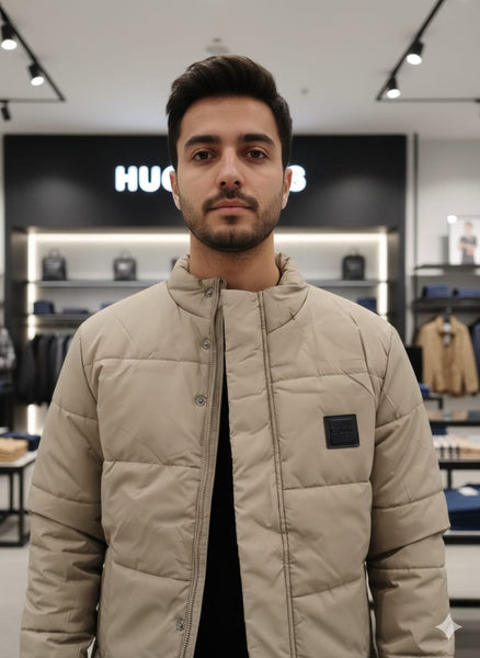 Beige Quilted Winter Jacket – Smart & Everyday Comfort
