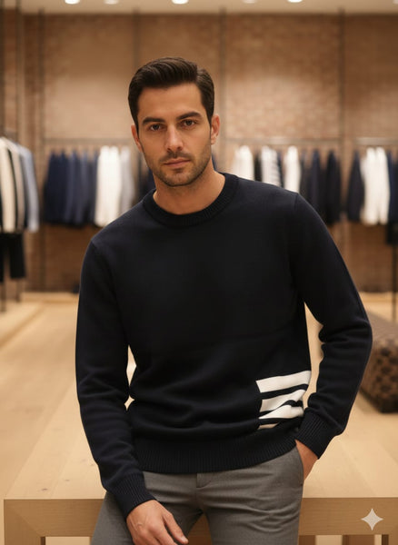 Elegant Brand  Diagonal Stripe Merin Wool Knit Pullover