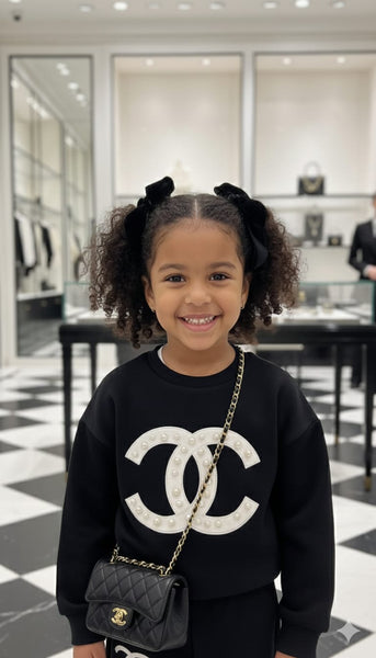 Luxury Kids Black Logo Co-Ord Set Stylish & Elegant Look