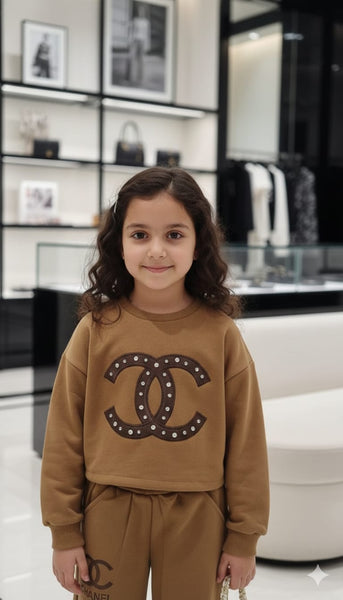 Kids Brown Logo Co-Ord Set  Trendy & Comfortable Style