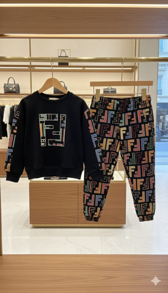 Trendy Kids Printed Co-ordinate Set Stylish Sweatshirt & Joggers