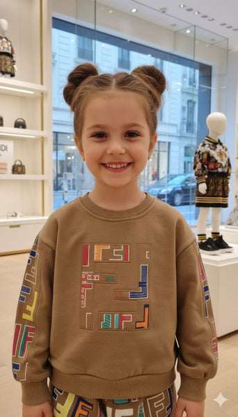 Premium Stylish Kids Logo Print Co-ordinate Set Sweatshirt & Joggers