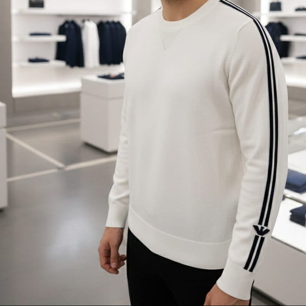 Men’s Premium White Crew Neck Pullover