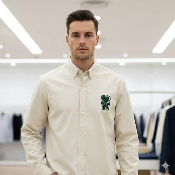 Luxury  New Collection Beige Button-Down Shirt with Heart Logo