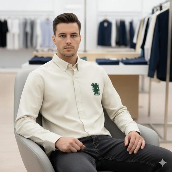 Luxury  New Collection Beige Button-Down Shirt with Heart Logo