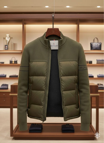 Men’s Premium Olive Green Quilted Knit Jacket