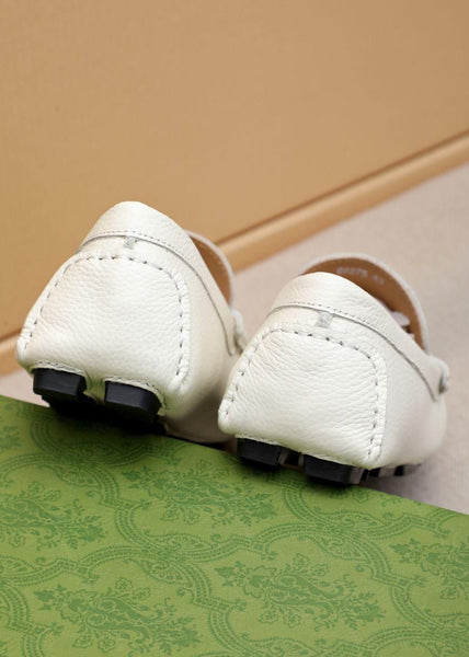 Men’s White Leather Loafers Classic Designer Style with Icon Detail