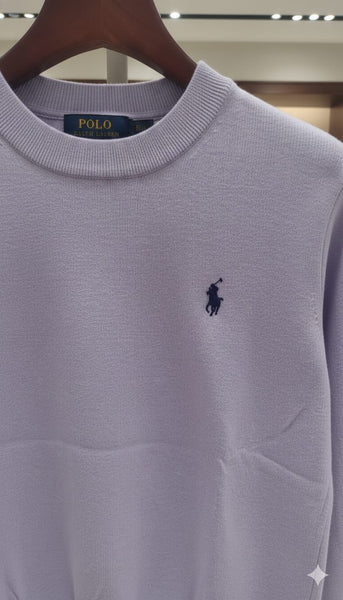 Women’s Soft Lavender Crew-Neck Sweater Elegant Casual Knitwear