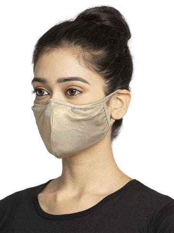 Golden With Shiny Glitter Women Fashionable Reusable Party Face Mask