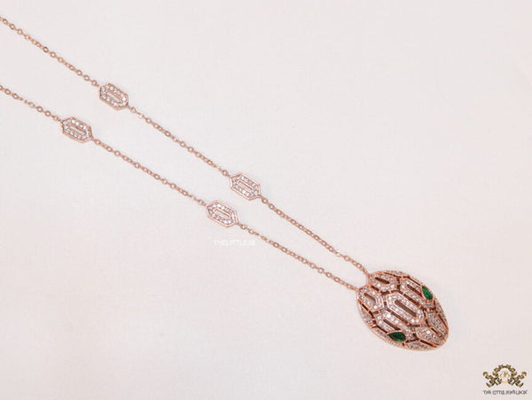 Premium Serpent Pendant Set in Rose Gold Finish