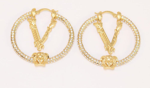Luxury  Gold-Tone  medusa Hoop Earrings