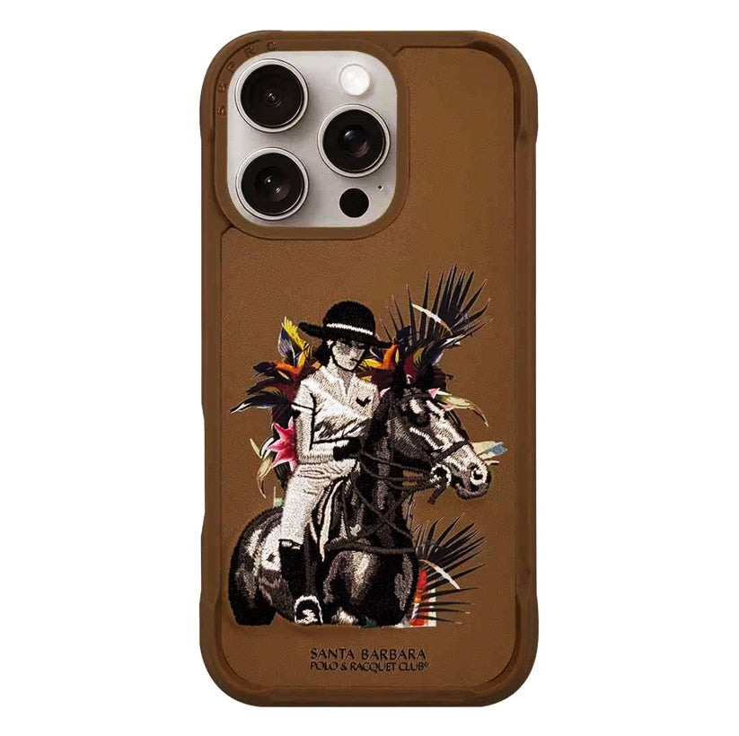 Santa Barbara Cedric Series Embroided Leather Case for iPhone 16 Series