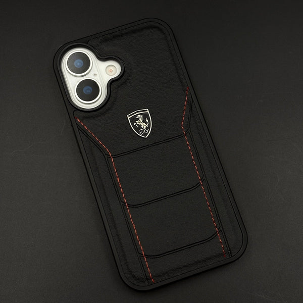 Ferrari Heritage Premium Leather Case for iPhone 17 Series Iconic Black Design